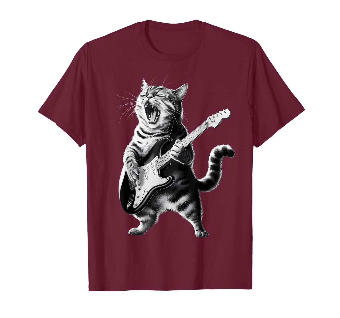 Cool Cat Playing Guitar Rock & Roll Star Music Life Lover T-Shirt