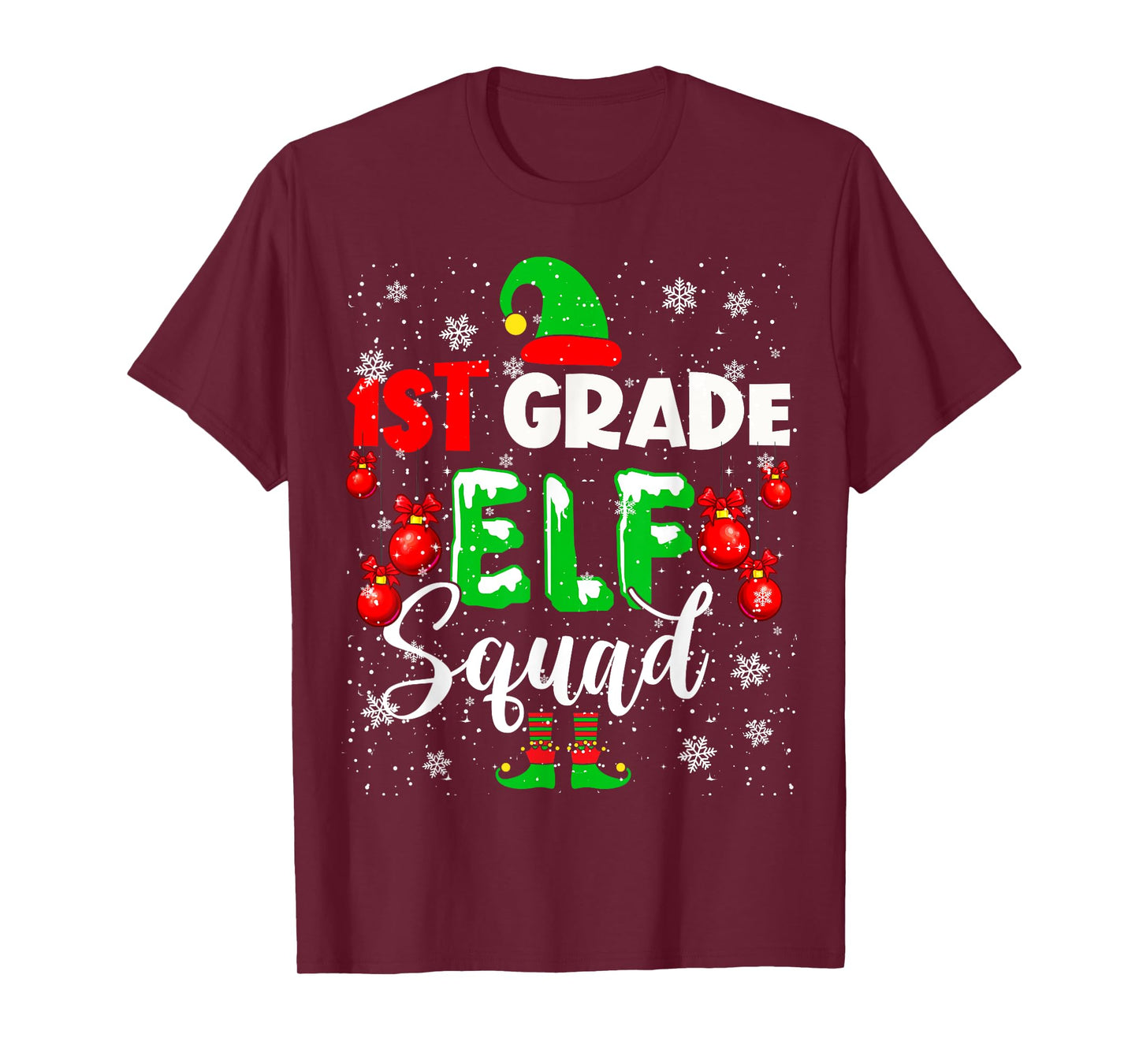 1st Grade ELF Squad Funny Christmas ELF Kids Teacher Group T-Shirt