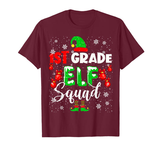 1st Grade ELF Squad Funny Christmas ELF Kids Teacher Group T-Shirt