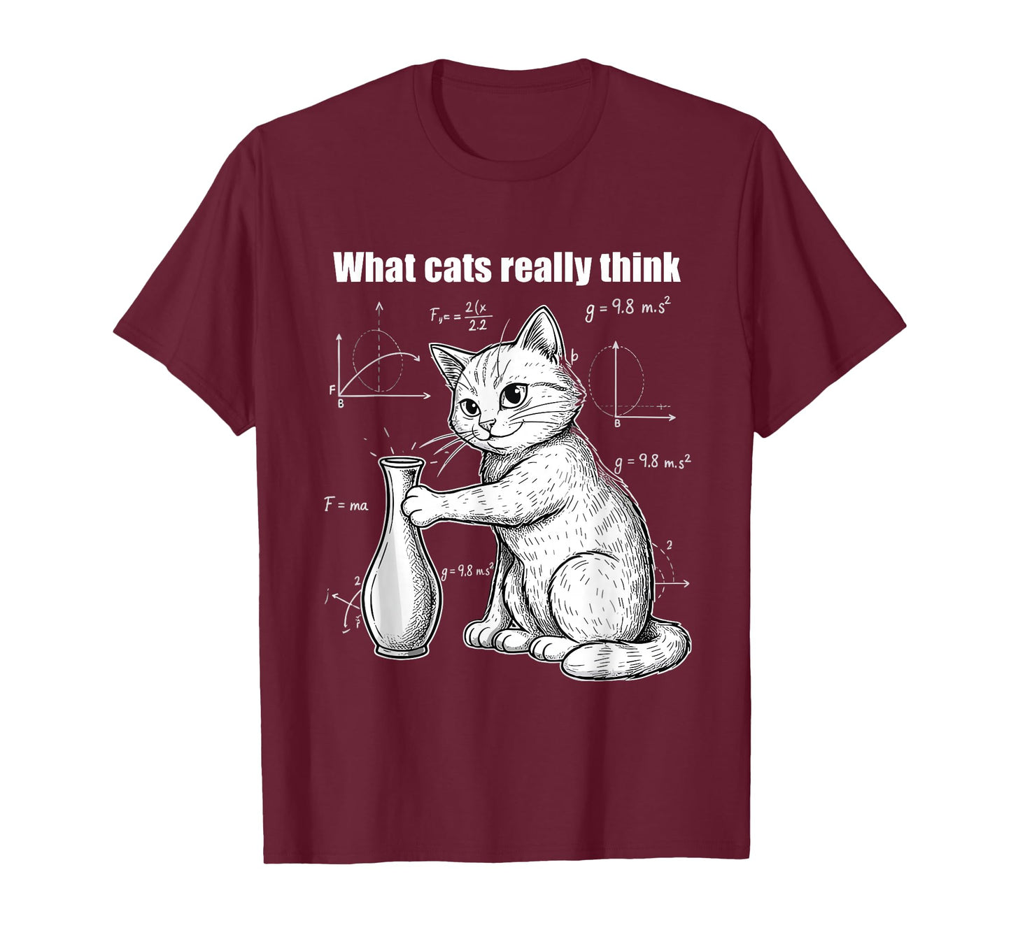 Funny Cat Physics Humor Design What Cats Really Think Math T-Shirt