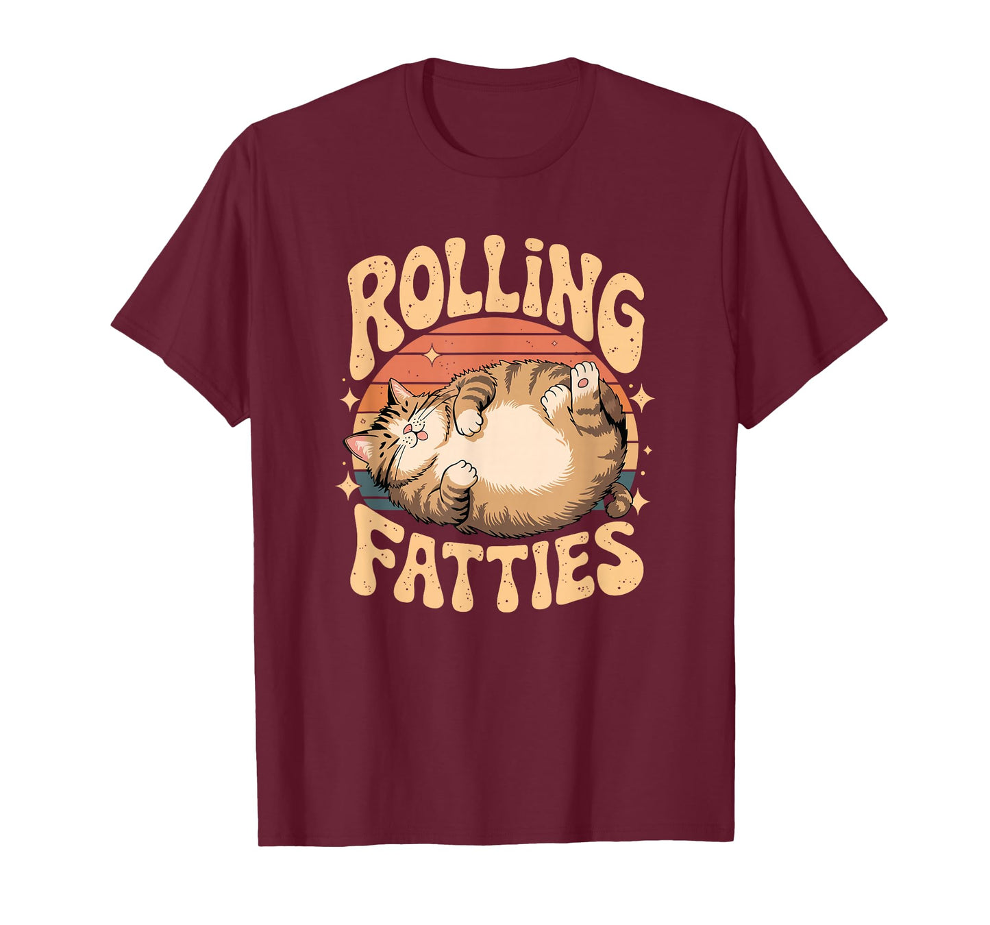 Rolling Fatties Retro Cat Humor Design T-Shirt