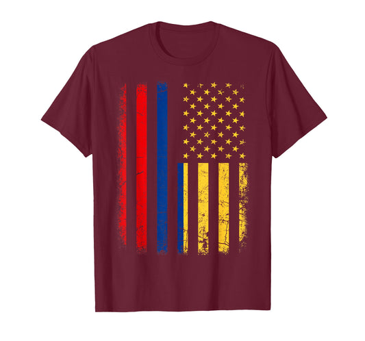 Colombian American Flag Colombian Roots Colombia America T-Shirt Small