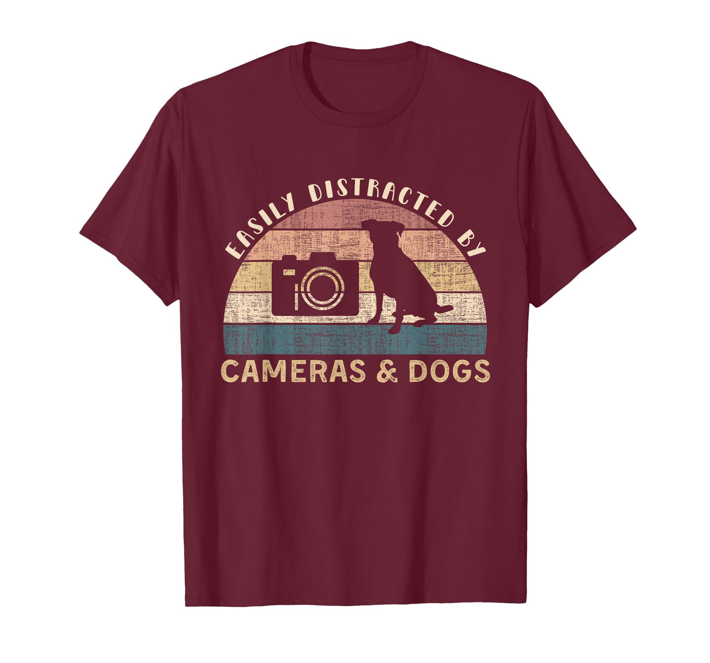 Easily Distracted By Cameras & Dogs Retro Funny Photographer T-Shirt