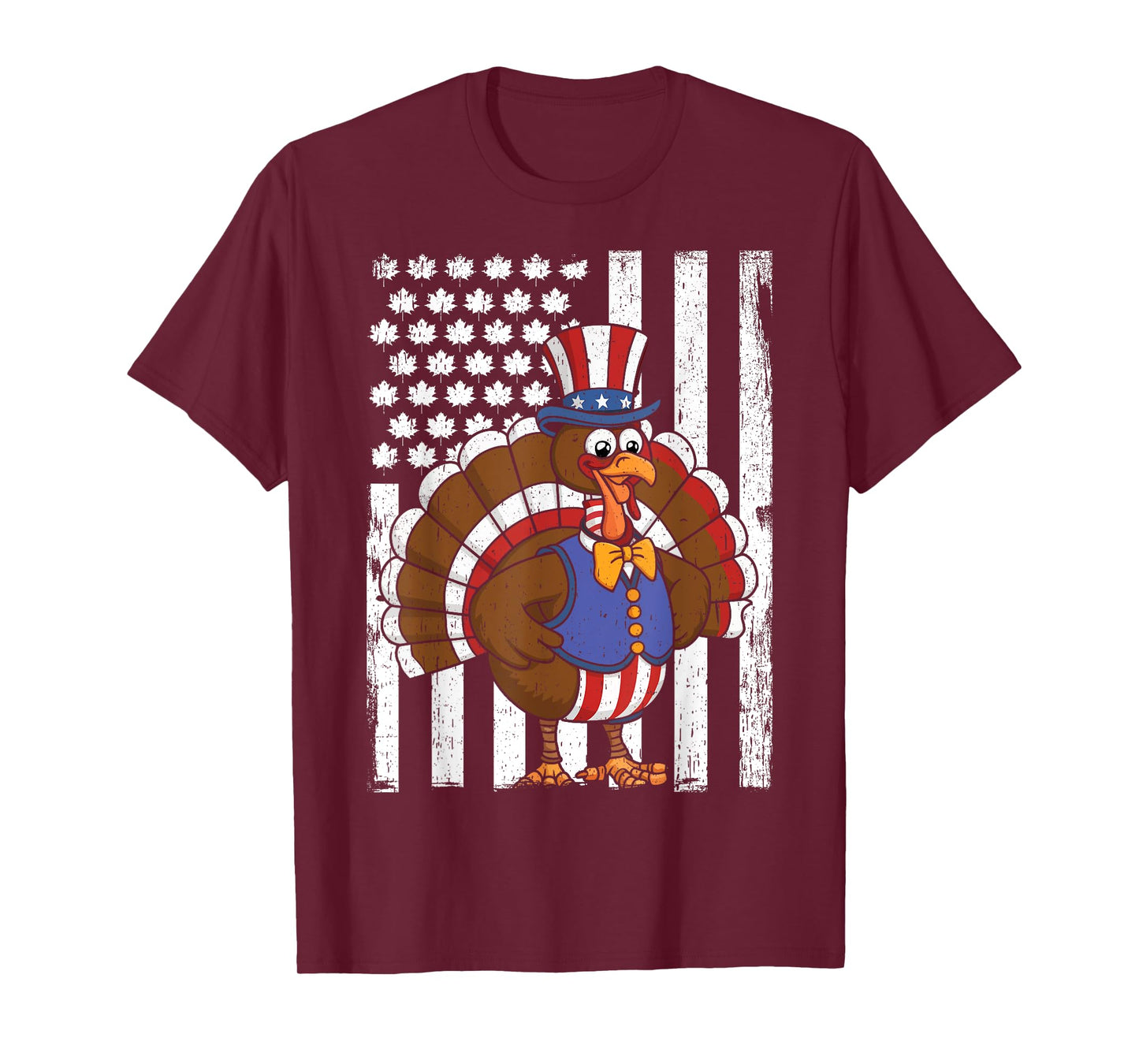Happy Turkey Day Thanksgiving USA Flag Patriotic Funny T-Shirt