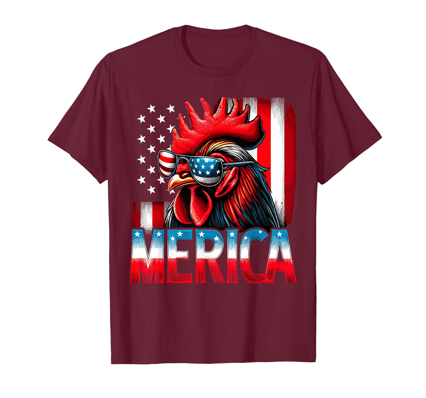 Patriotic Chicken USA Flag Merica Chicken 4th of July T-Shirt