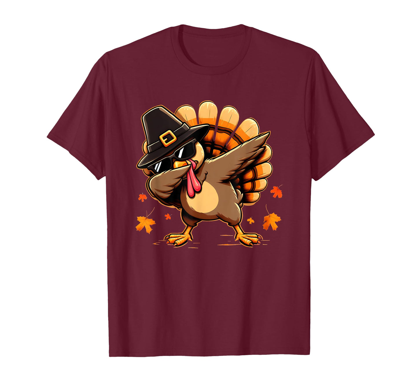 Funny Dab Dabbing Turkey Thanksgiving Day Pilgrim Boys Girls T-Shirt