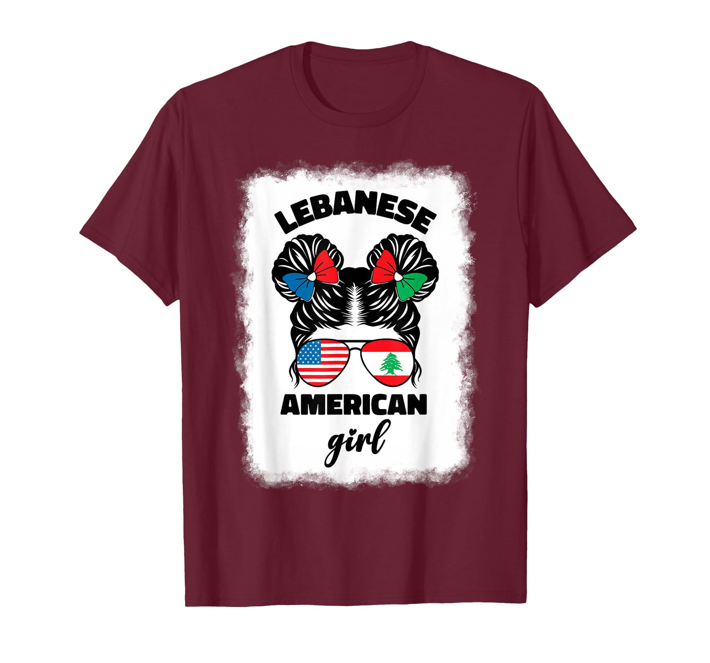 Funny Half American And Lebanese Lebanon Usa Flag Kids Girls T-Shirt