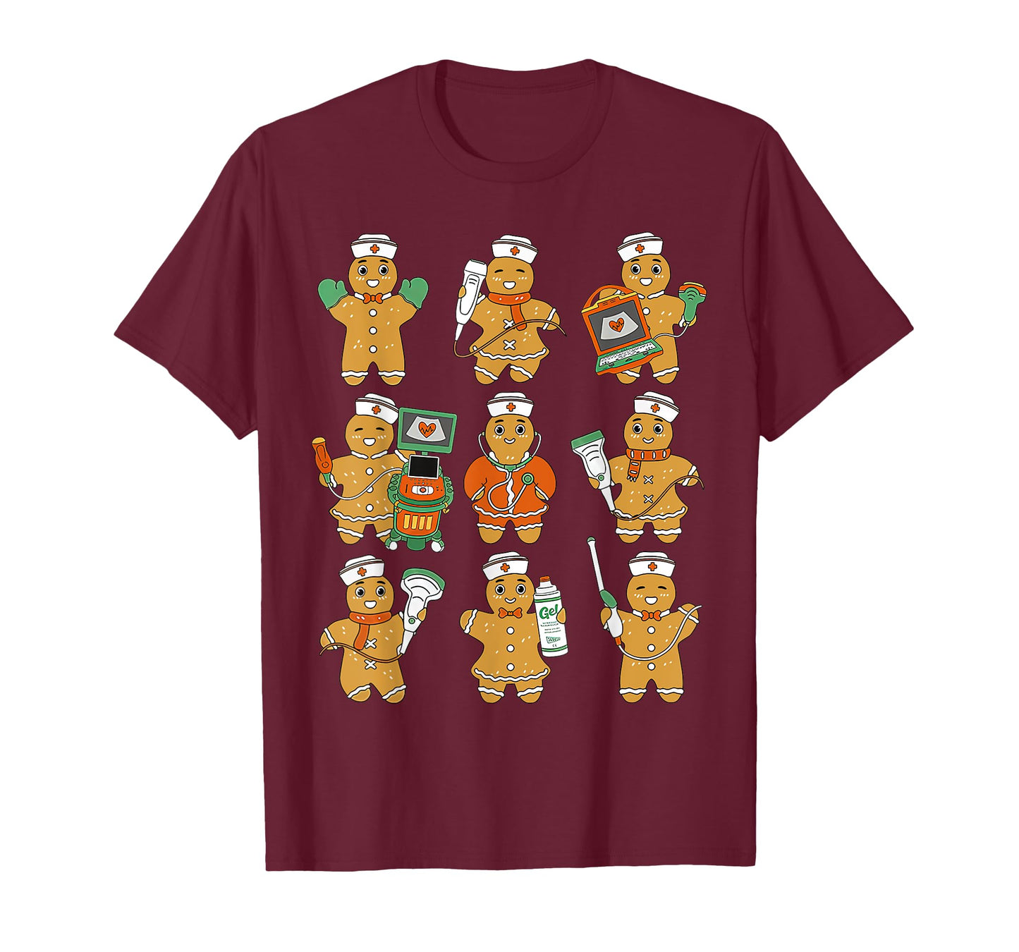 Christmas Ultrasound Tech Gingerbreads Radiology Cardiac T-Shirt