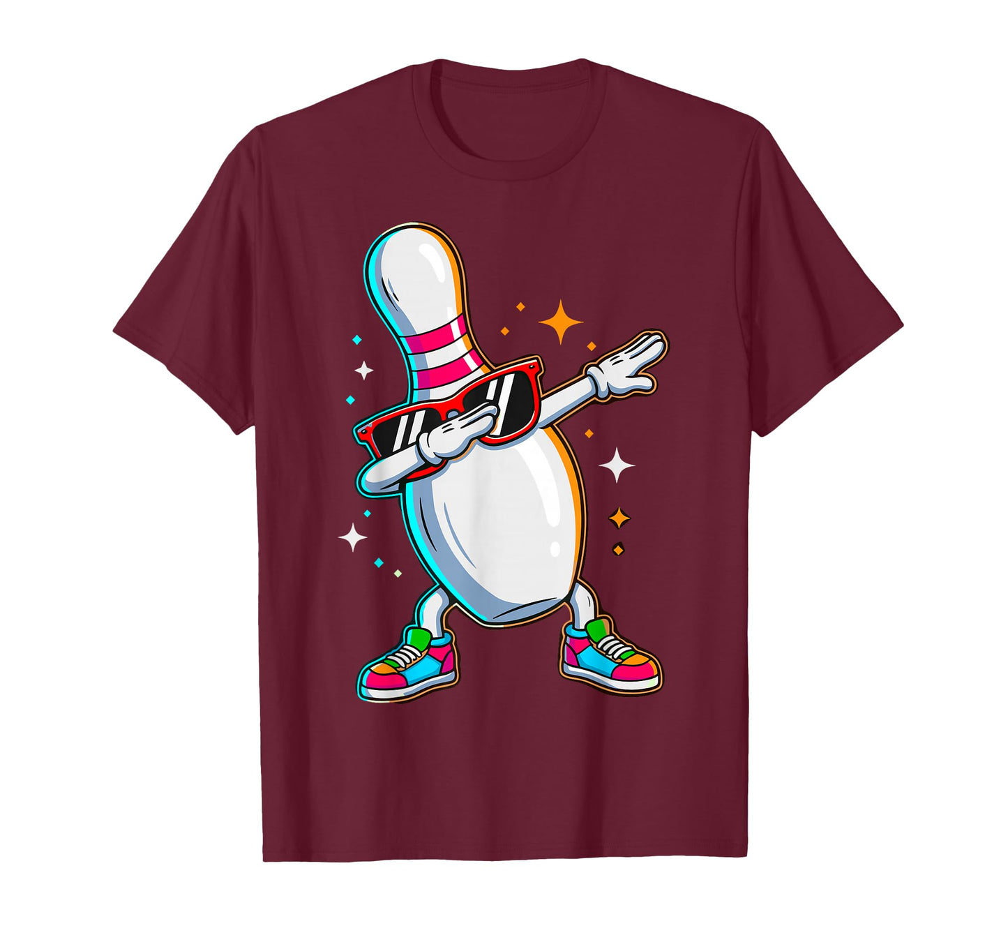 Dabbing Bowling Pin with Sunglasses Bowler T-Shirt