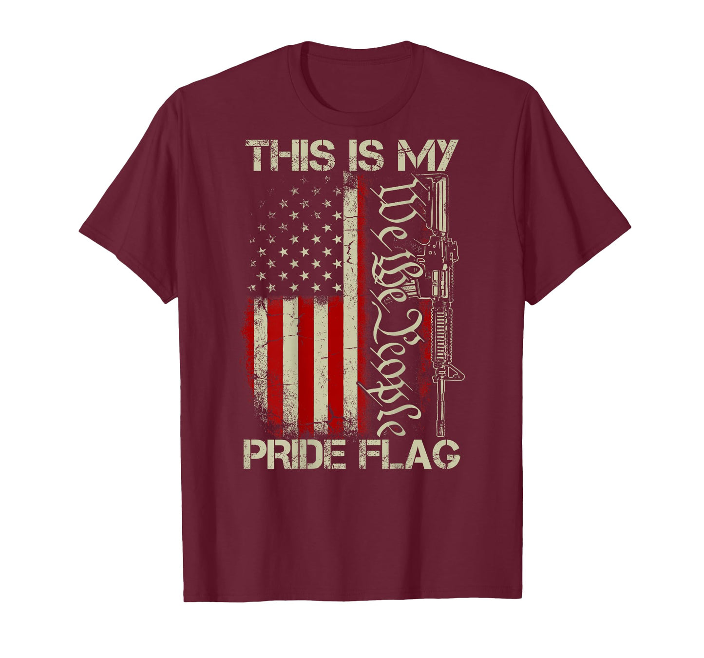 This is My Pride Flag USA Patriots Gun American Flag on Back T-Shirt