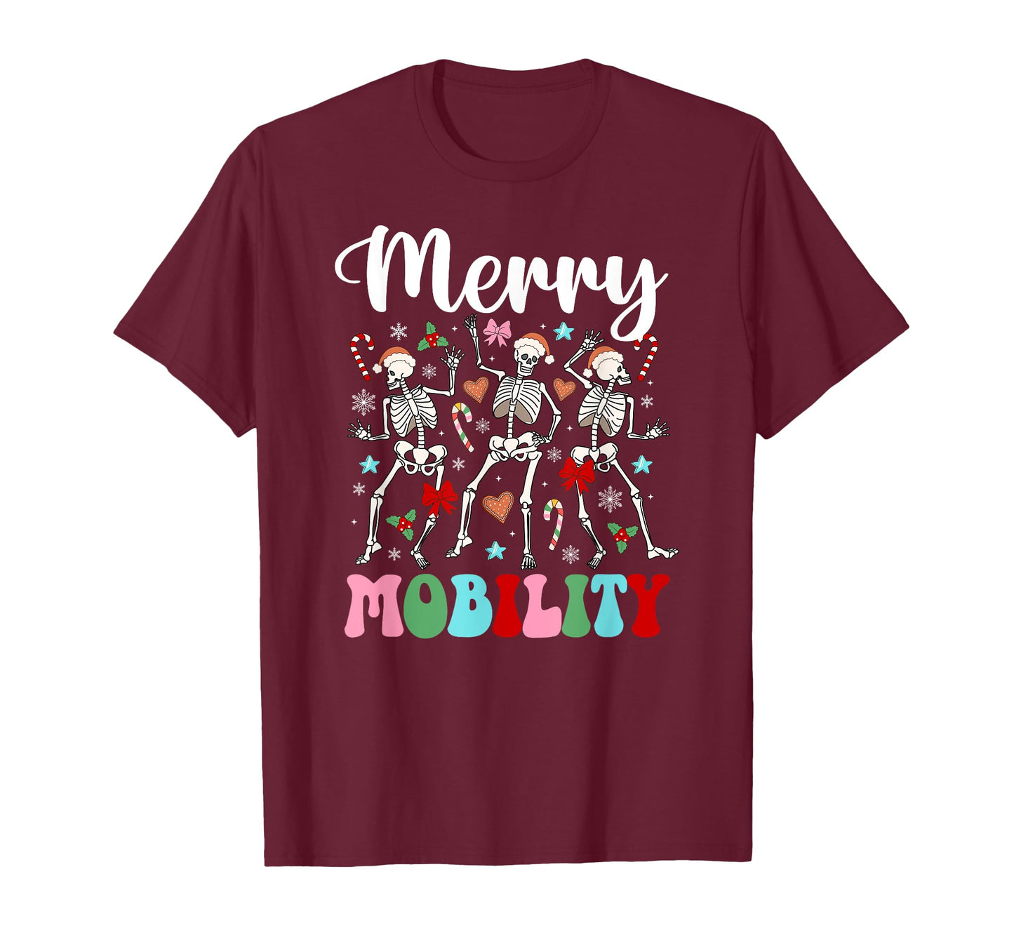 Christmas PT Therapist Xmas Groovy Physical Therapist T-Shirt - Unisex-Adults, Black, Small, Short Sleeve, Cotton Blend, Crew Collar, Cartoon Christmas, Straight Fit, Pull On, Winter, Imported