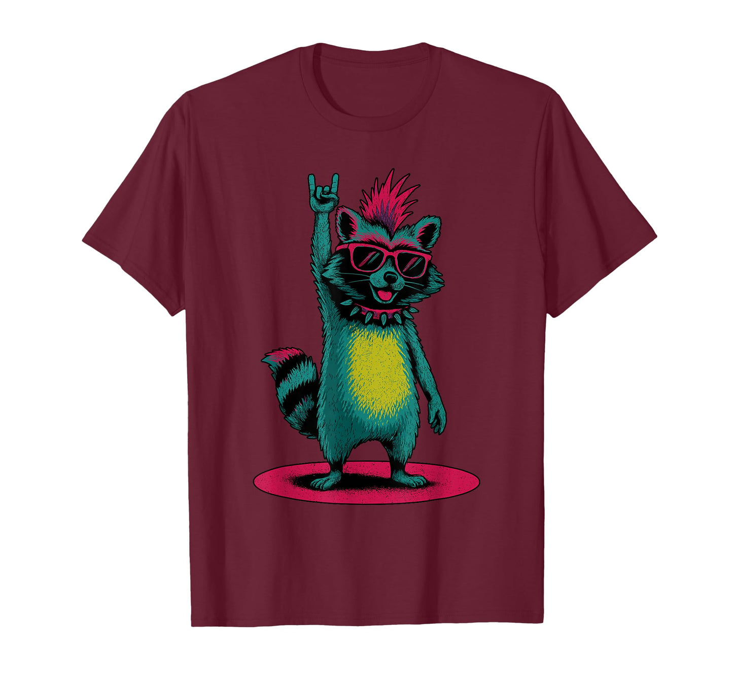 Raccoon Punk Rock and Roll Men Kids Women Funny Raccoon T-Shirt