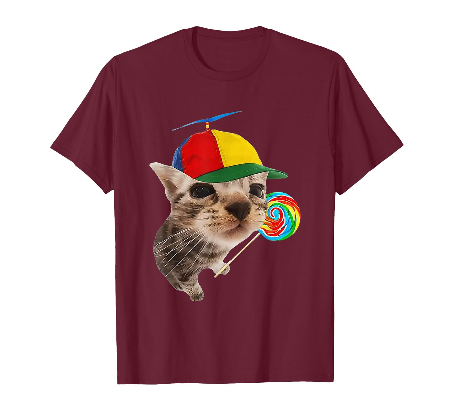 Silly Cat with Lollipop Meme Funny Cats Brainrot Men Women T-Shirt