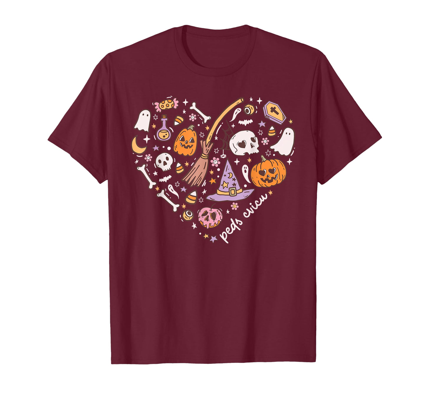 Cute PEDS CVICU Heart Halloween Pediatric Cardiac ICU Nurse T-Shirt