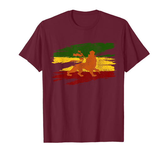 Lion Of Judah Ethiopian Flag Cross Rasta Rastafari Gift T-Shirt