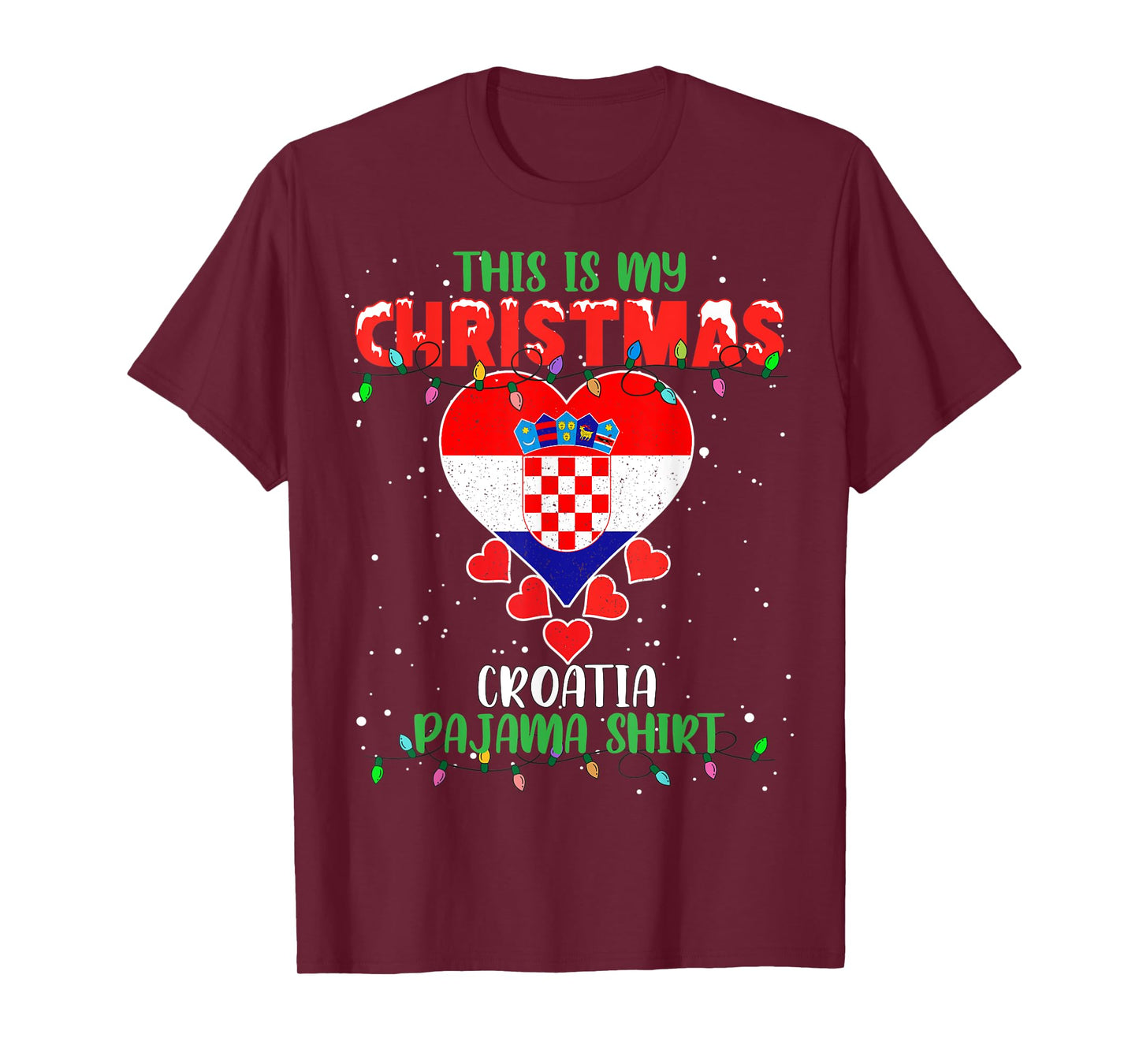 This Is My Christmas Lights Love Croatia Flag Pajama T-Shirt