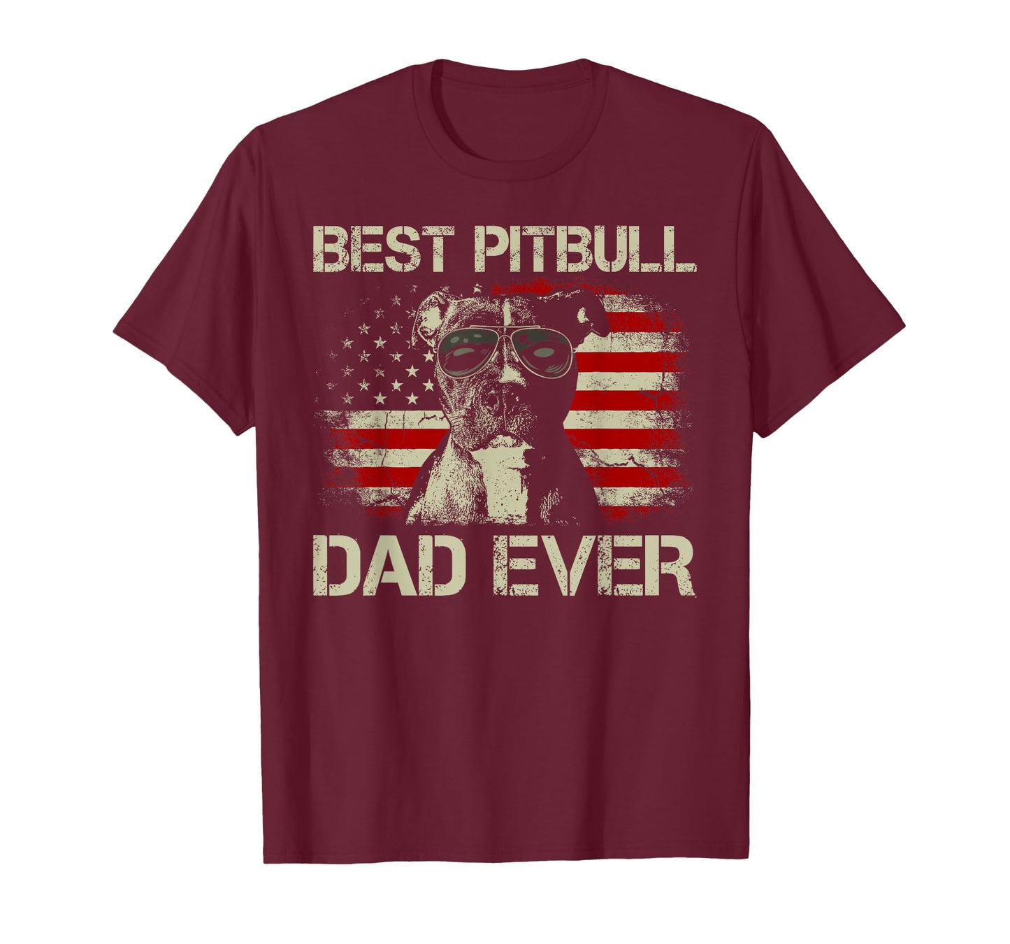 Best Pitbull Dad Ever Tshirt Funny Us Flag Gifts for Dog Dad T-Shirt