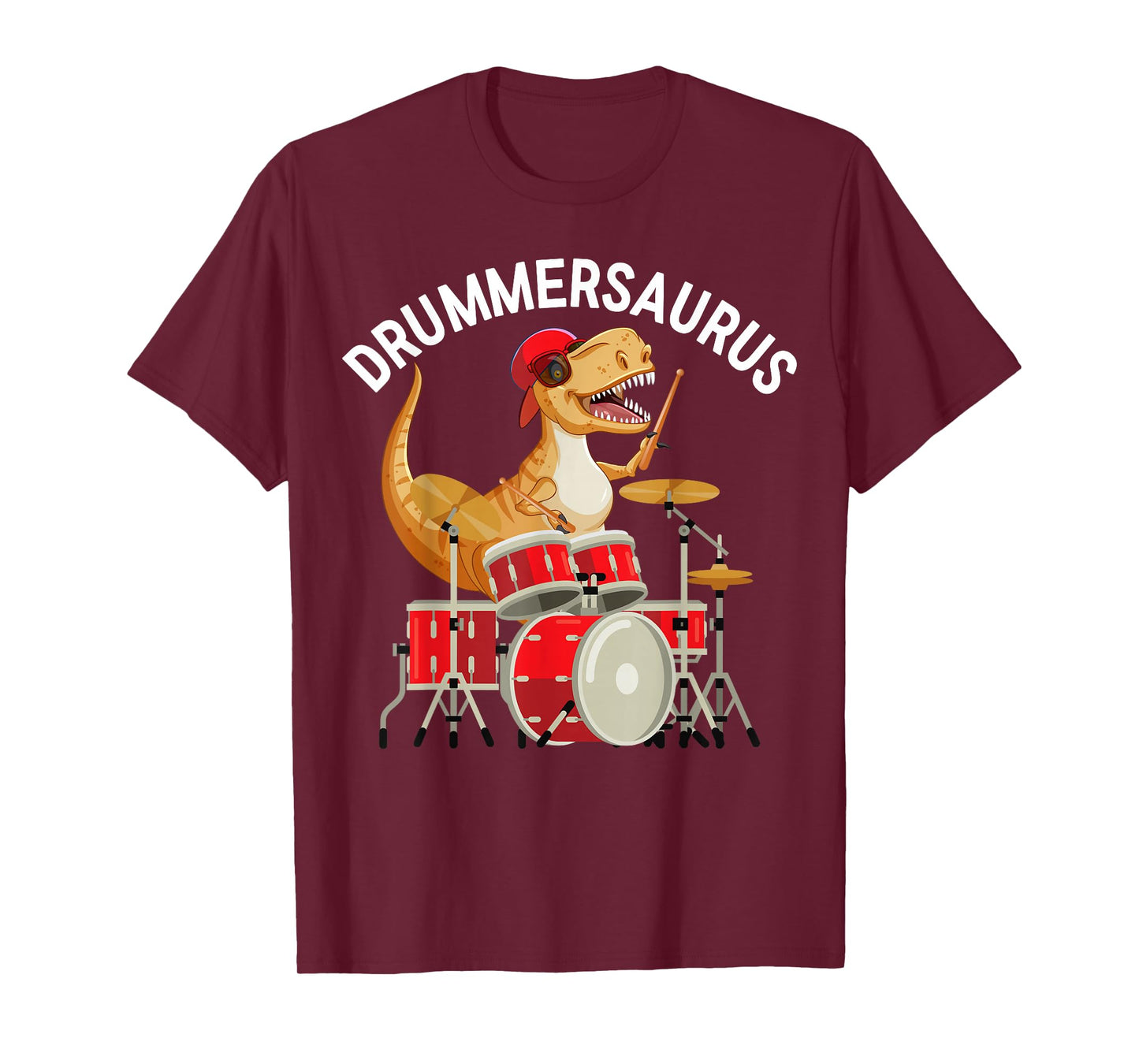 Drummersaurus Dinosaur Musician T Rex Playing Drum Drummer T-Shirt