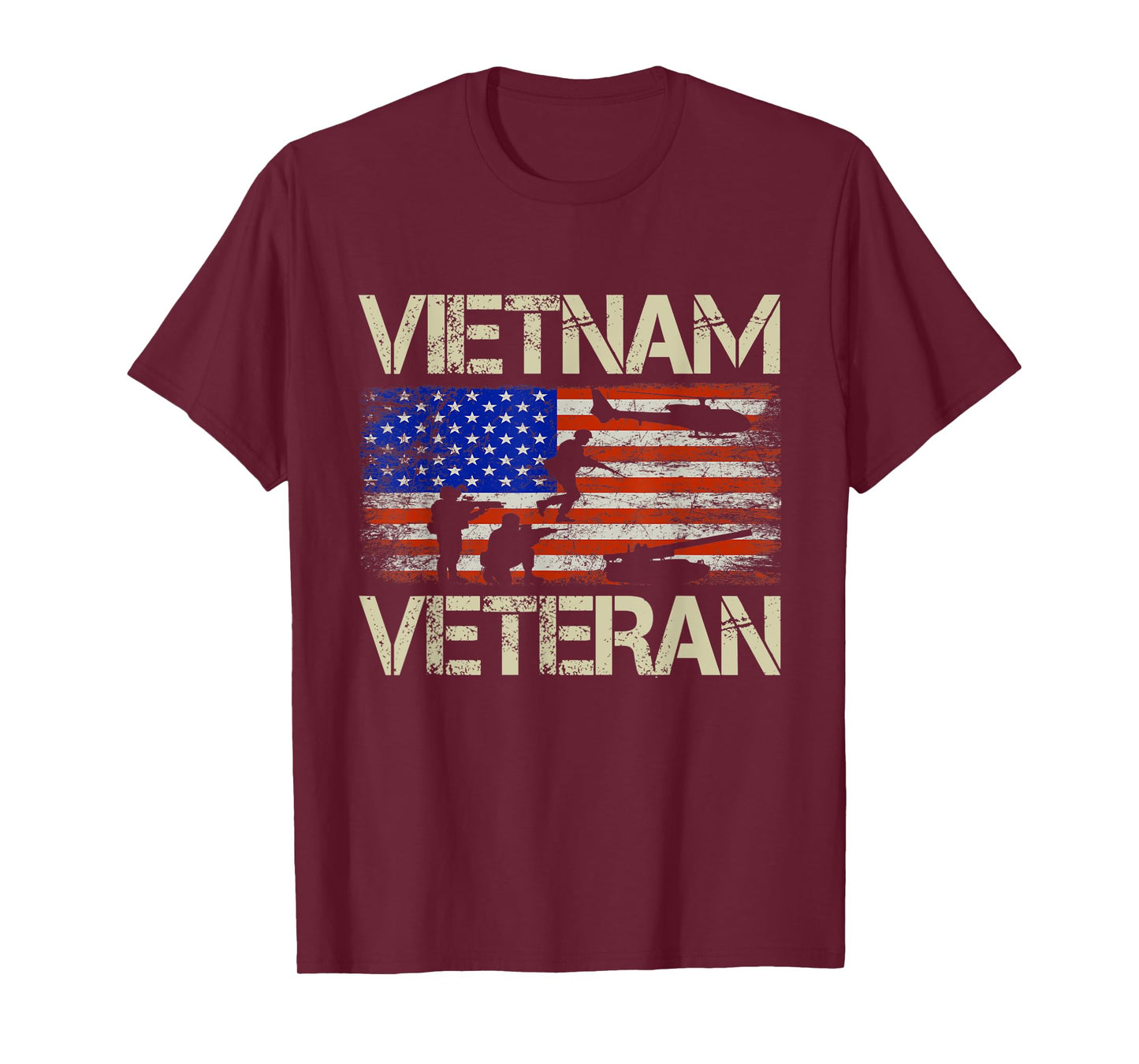 Vietnam Veteran American Flag Retro Vintage Fathers Day Women Men T-Shirt