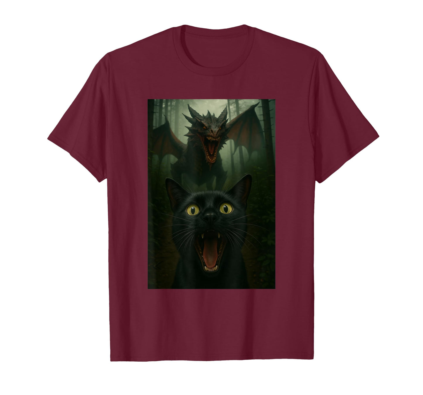 Black Cat Selfie With Dragon Funny T-Shirt