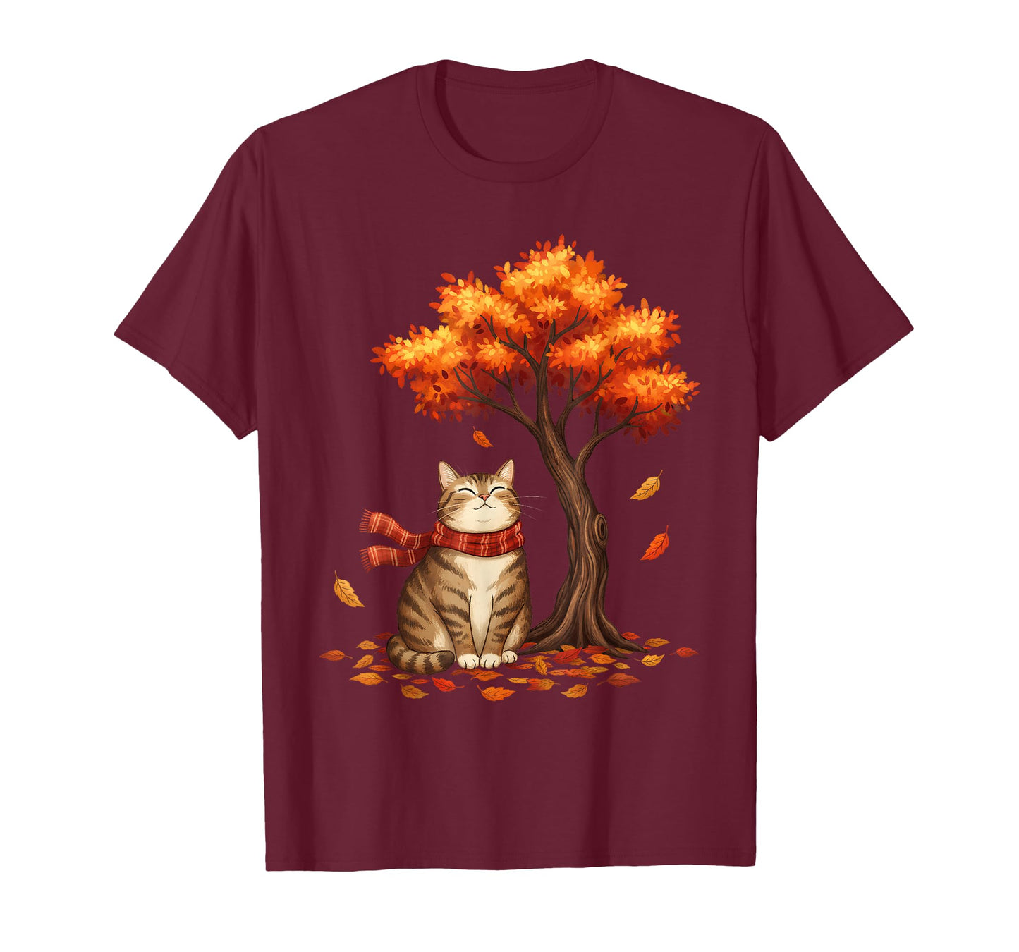 Cute Cat Leaf Thanksgiving Fall Autumn Kitty Meow Costume T-Shirt