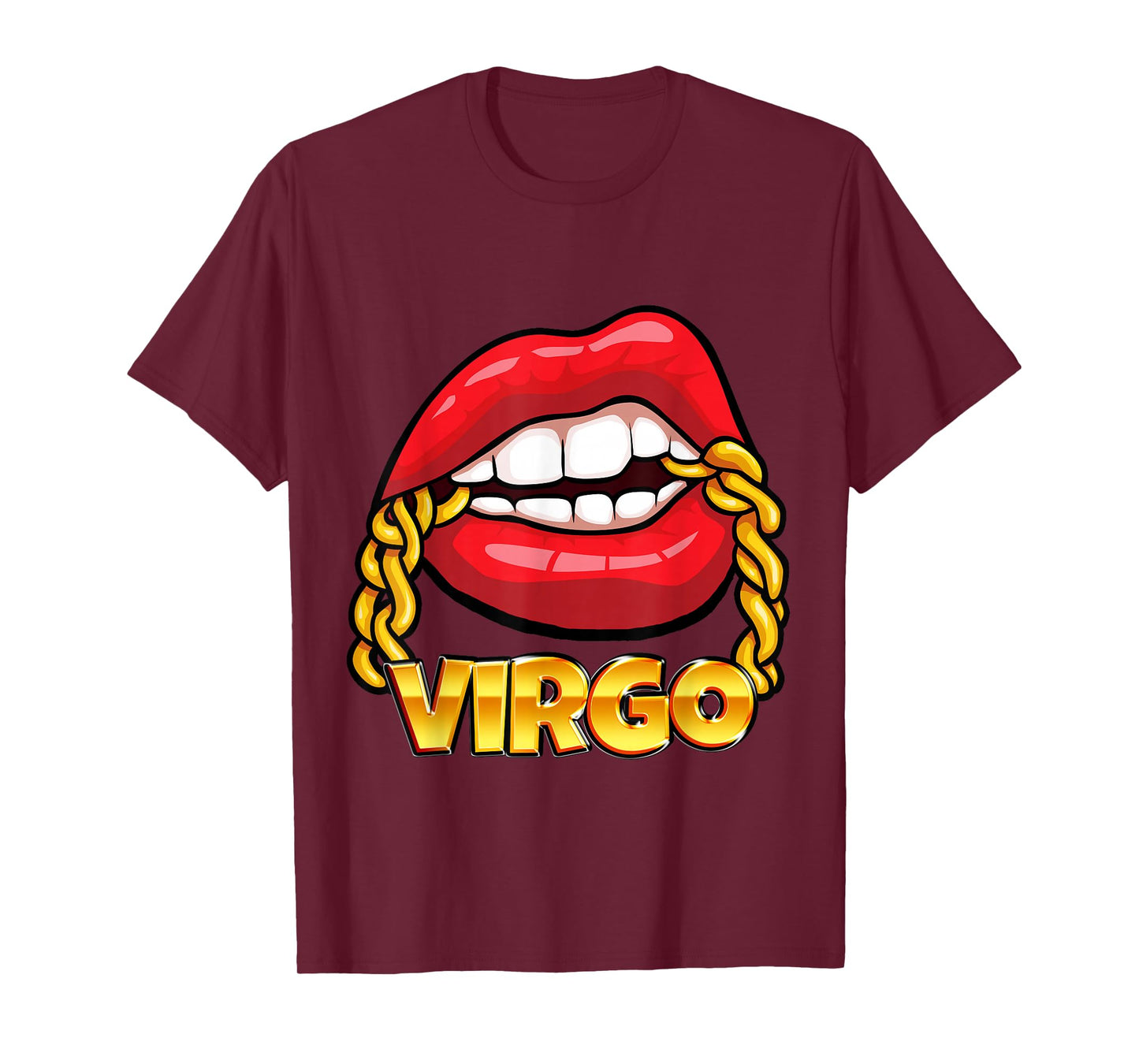 Juicy Lips Gold Chain Virgo Zodiac Sign T-Shirt
