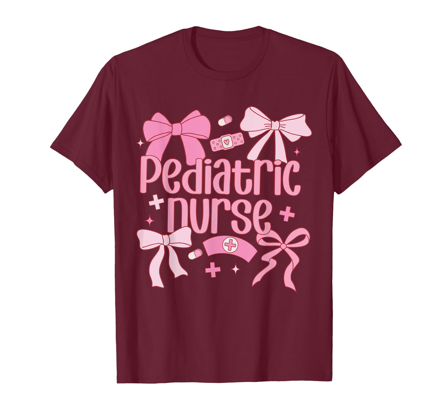 Cute Pink Coquette Bow Pediatric Nurse T-Shirt