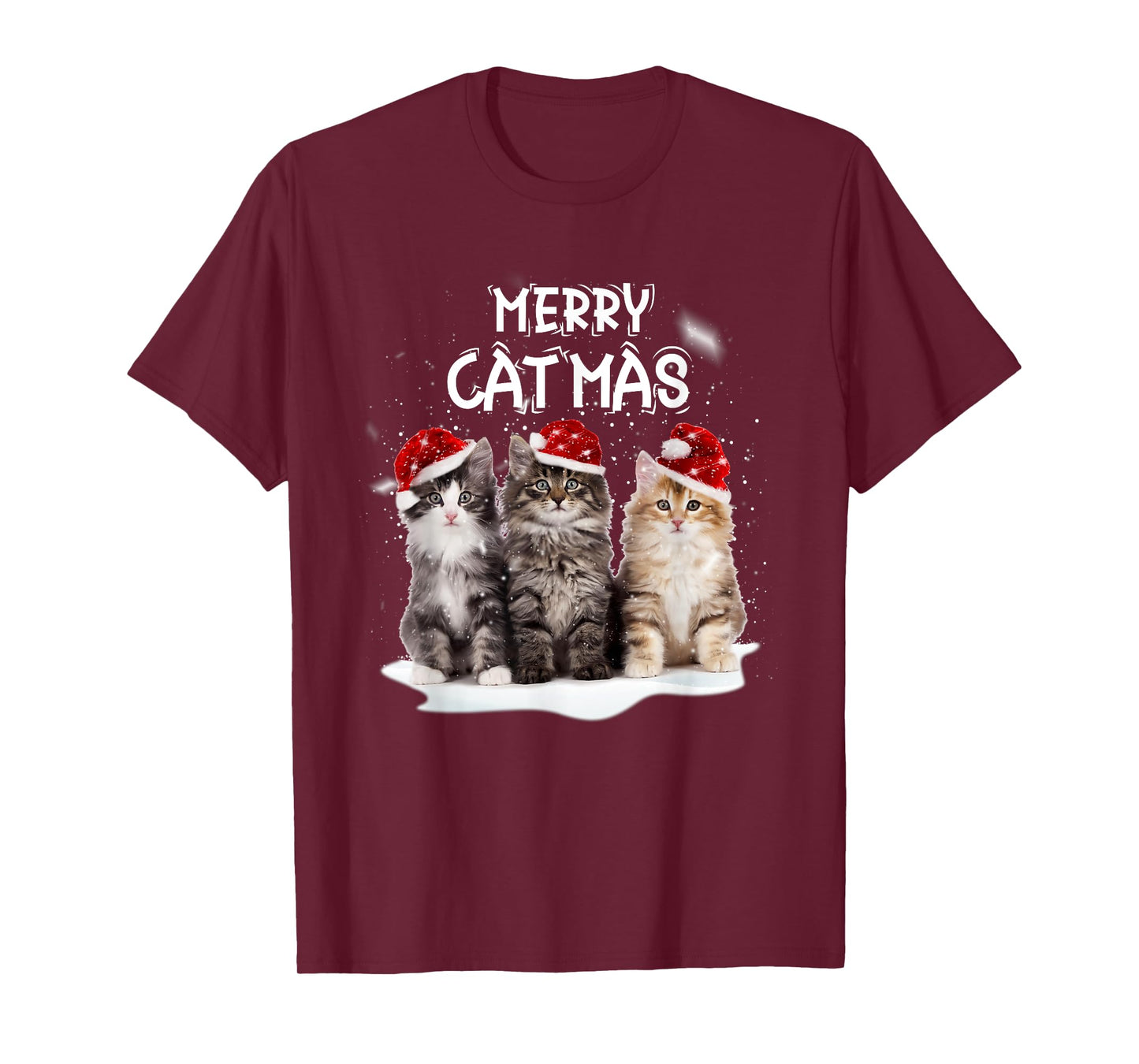 Merry Catmas Christmas Tree Santa Kitten Xmas Cute Cat Mom T-Shirt for Men Women Kids