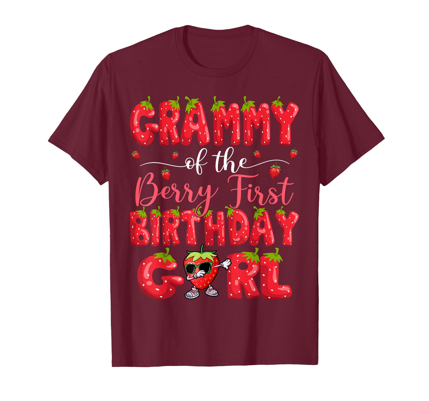 Grammy Of The Berry First Birthday Girl Strawberry Dabbing T-Shirt