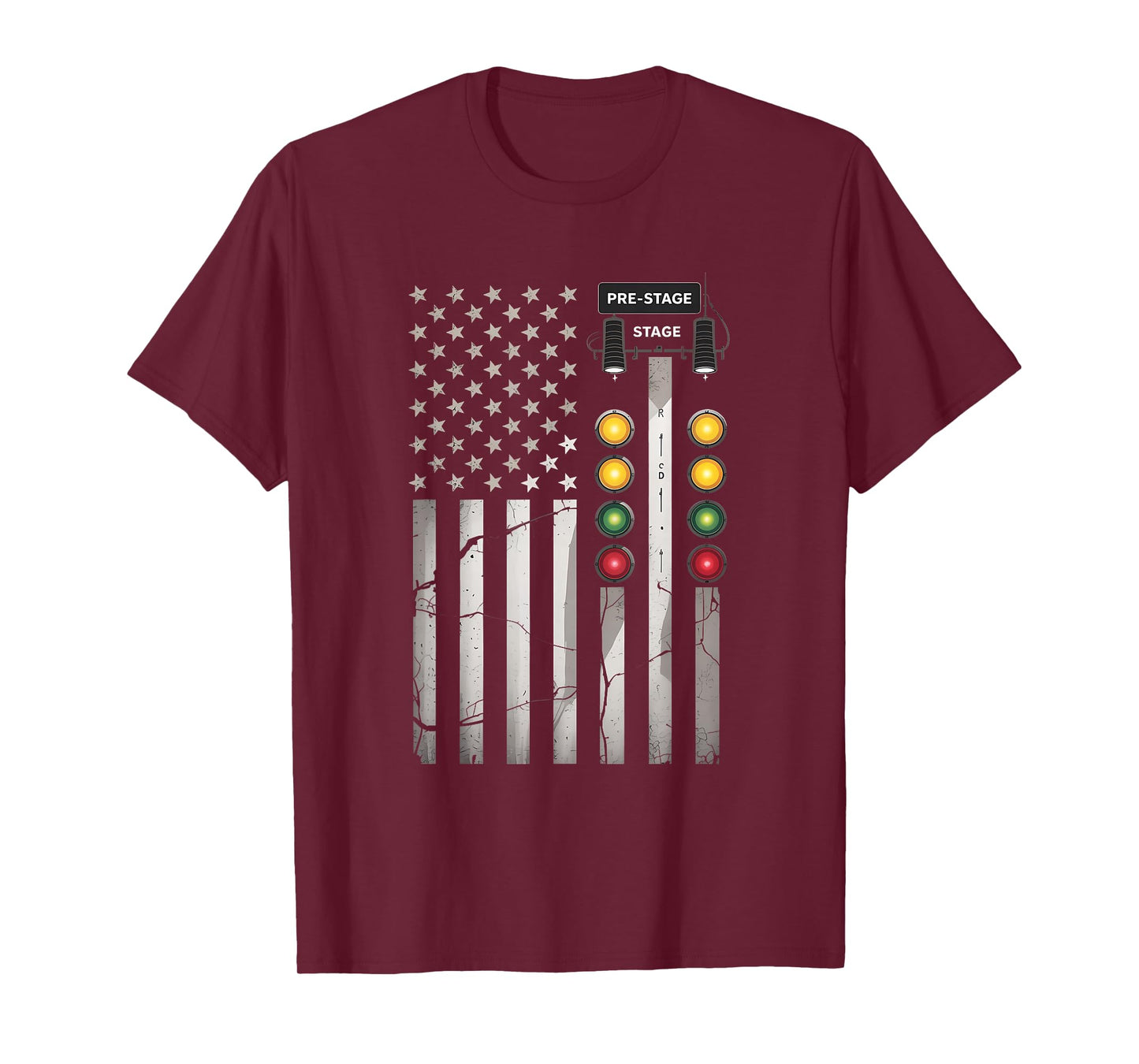 Drag Racing American Flag Drag Racer Tree Light for Men T-Shirt
