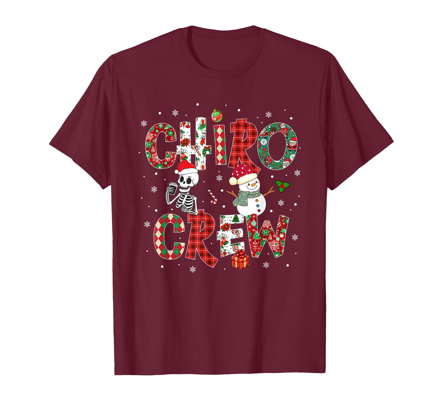 Chiro Crew Coquette Bow Skeleton Chiropractic Christmas T-Shirt