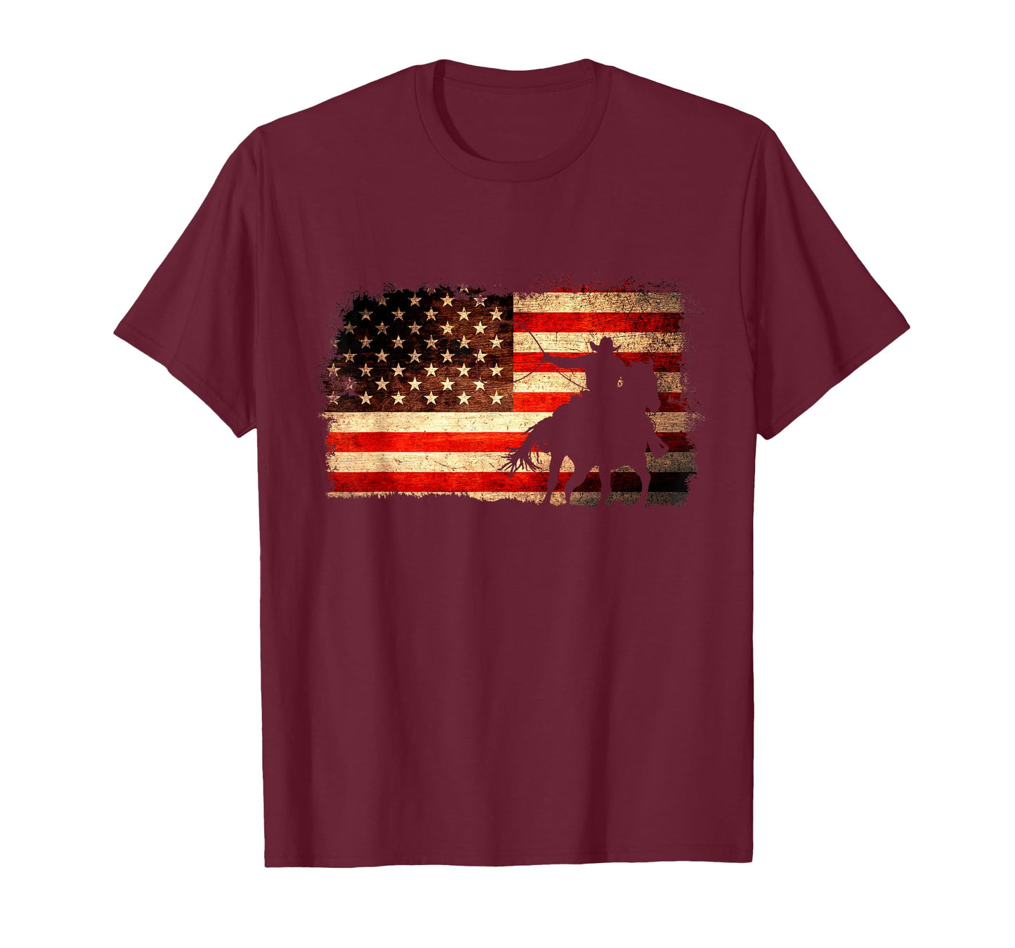 Rodeo Cowboy Western Country Horse USA Flag 4th of July T-Shirt
