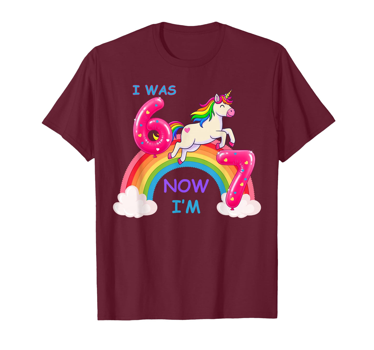 I was Six Now I'm Seven Cute Unicorn 67 Meme 7th Birthday T-Shirt