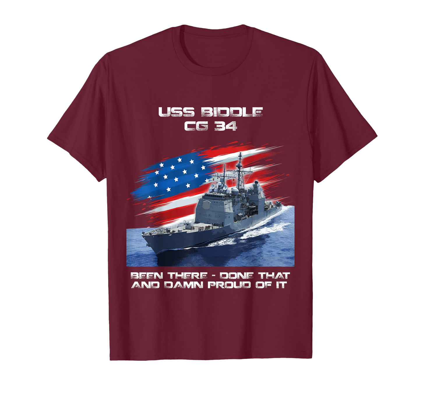 USS Biddle CG-34 Class Cruiser American Flag Veteran Xmas T-Shirt for Women Men