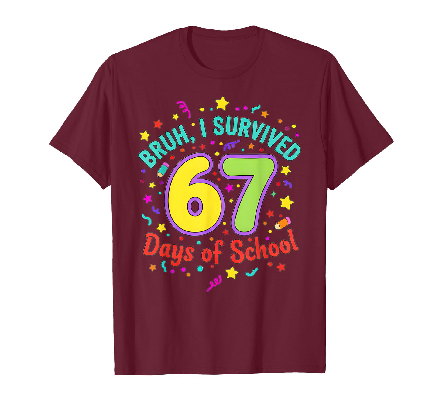 Bruh I Survived 67 Days of School Meme Kids Boys 67th Day T-Shirt