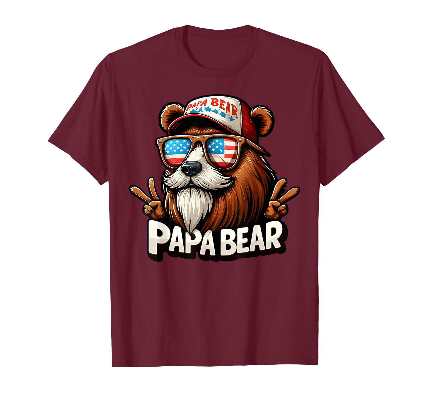 Papa Bear Shirt Fathers Day Gift US American Flag Best Dad T-Shirt