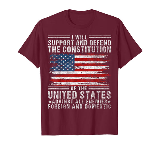 Support & Defend The Constitution - US Flag 4th of July T-Shirt
