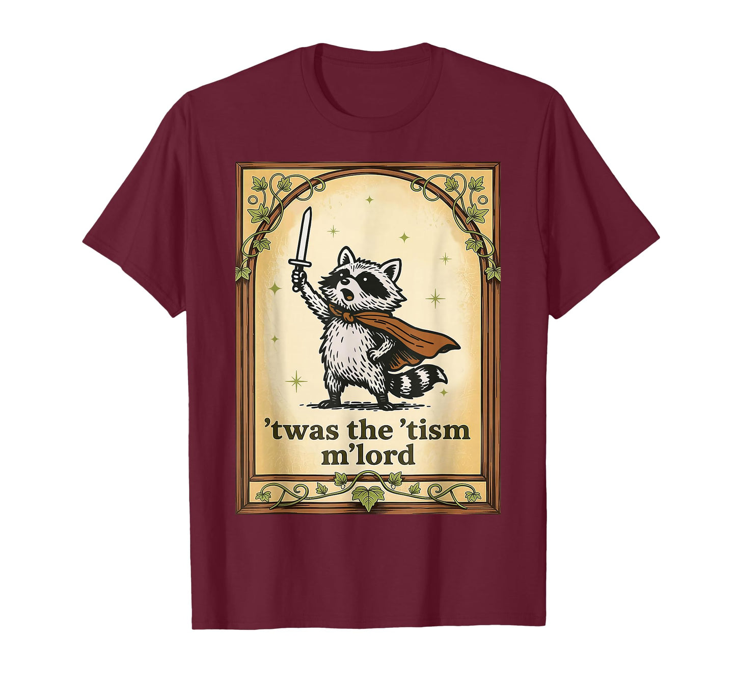 Retro 'TWAS The 'Tism M'Lord Funny Wizard Raccoon Autism Men T-Shirt