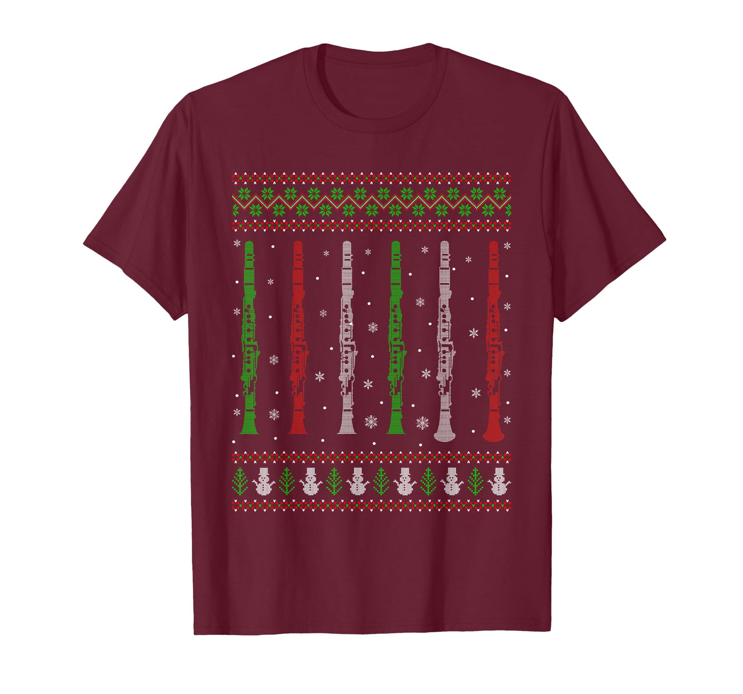 Clarinet Ugly Christmas Sweaters Marching Band Clarinet Xmas T-Shirt