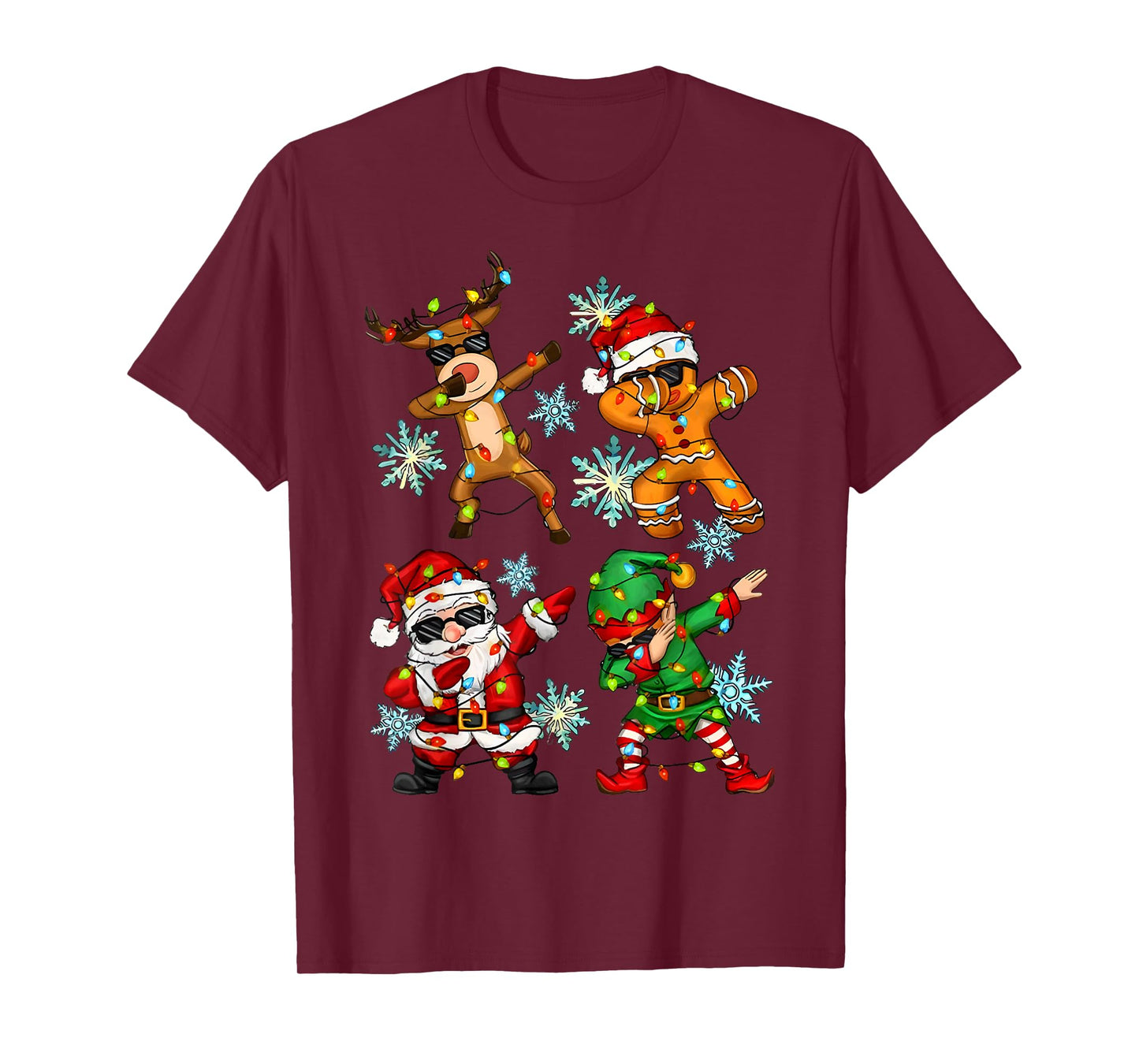 Dabbing Santa Elf Friends Christmas Teen Boys Girls Men Xmas T-Shirt