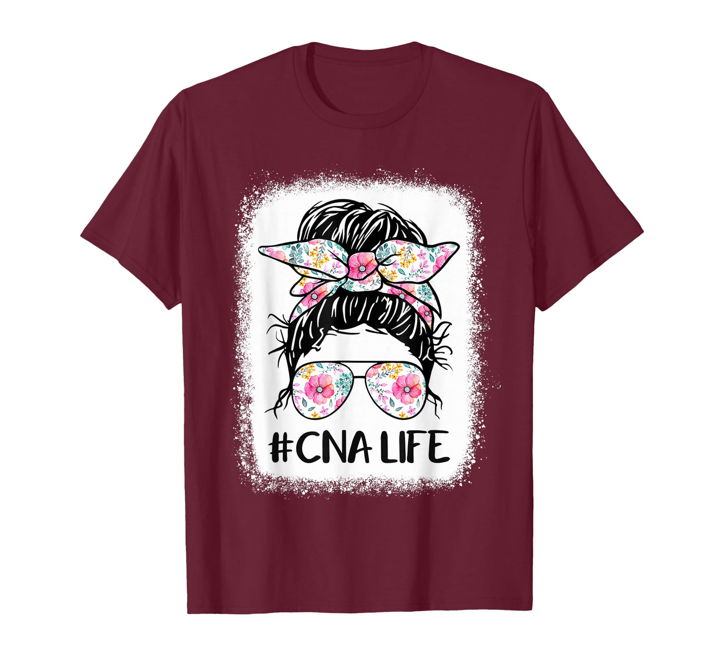 CNA Life Bleached Shirts Flower Messy Bun CnaLife T-Shirt