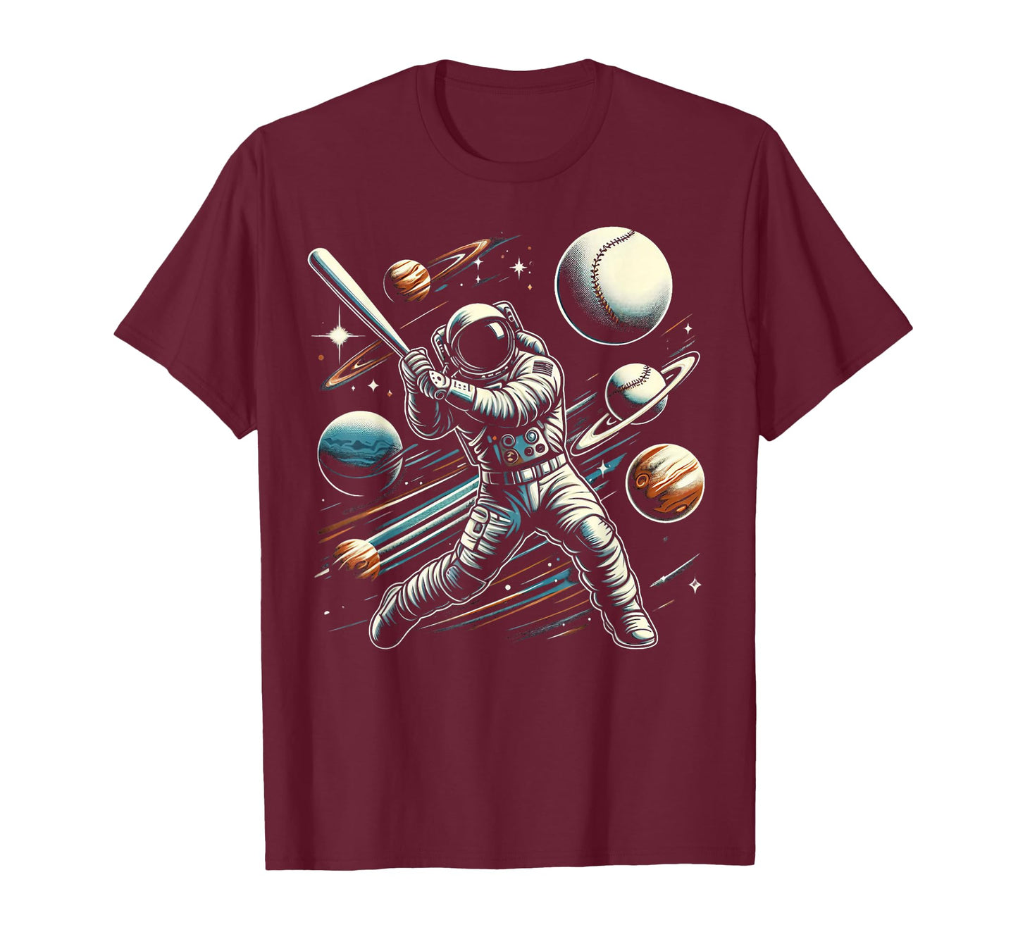 Baseball Astronaut Astronomer Planets Universe Outer Space T-Shirt