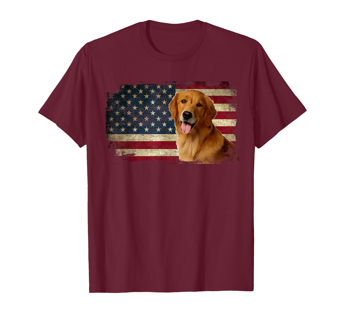 Golden Retriever American Flag Patriotic Dog Lover T-Shirt