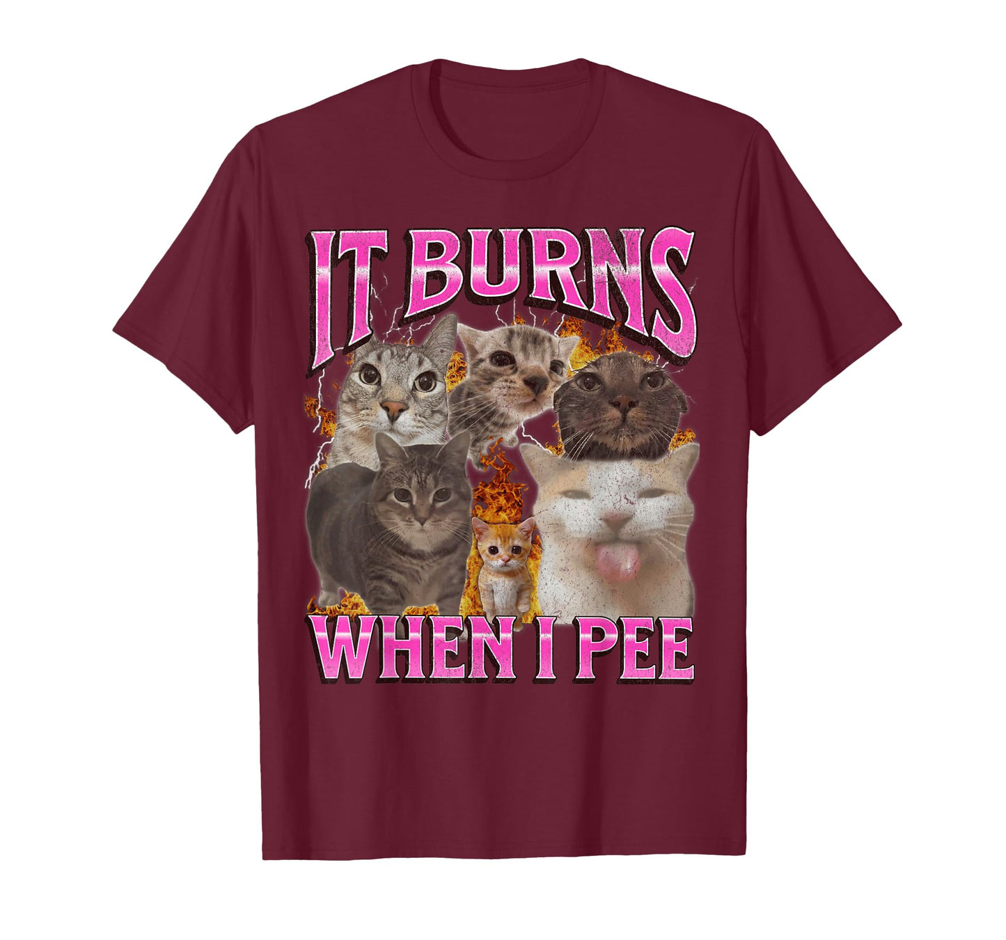 It Burns When I Pee Funny Cat Meme Bootleg Graphic T-Shirt for Men Women