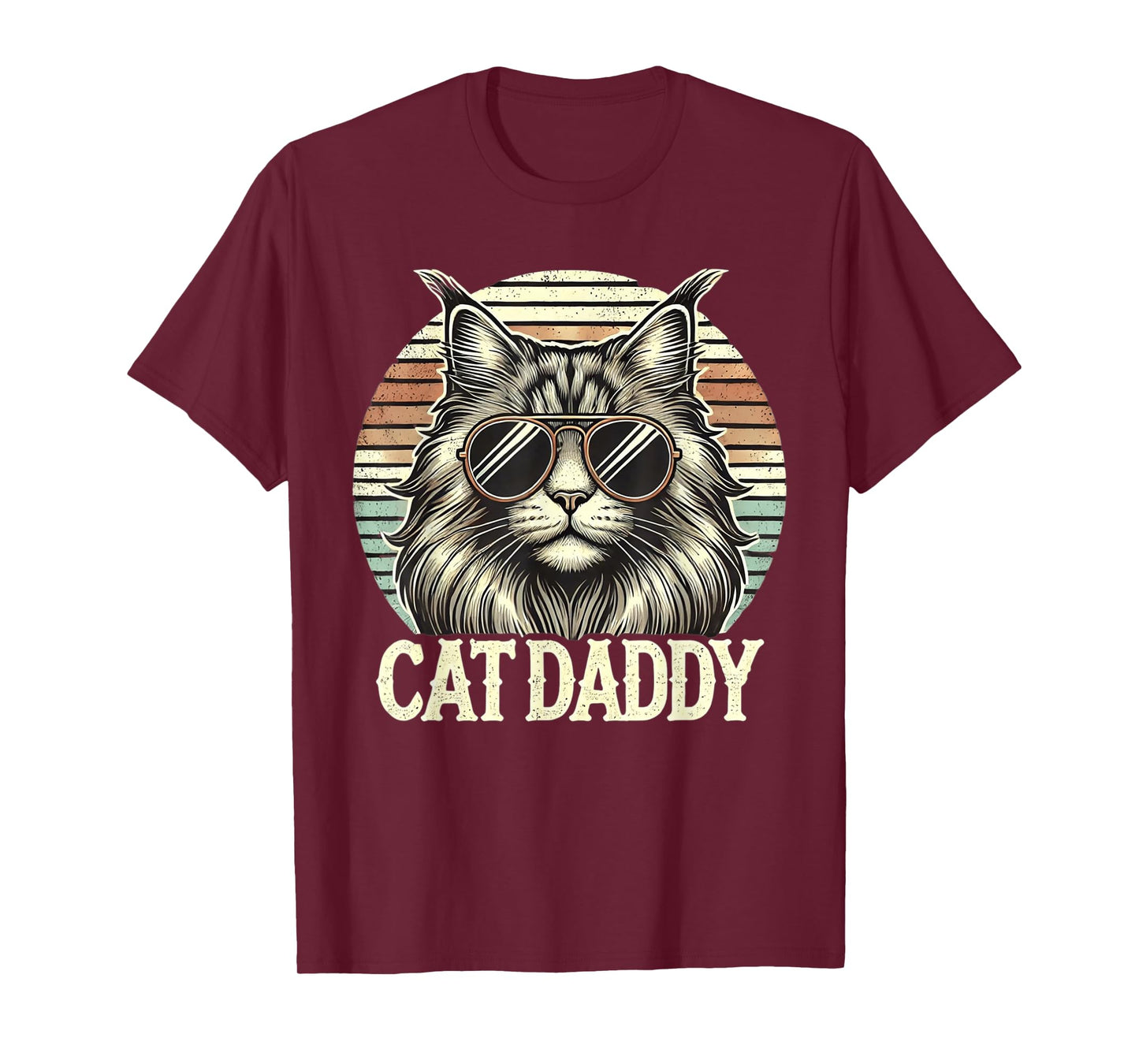 Cat Daddy Cool Maine Coon Cat Father's Day Retro Cat Dad T-Shirt