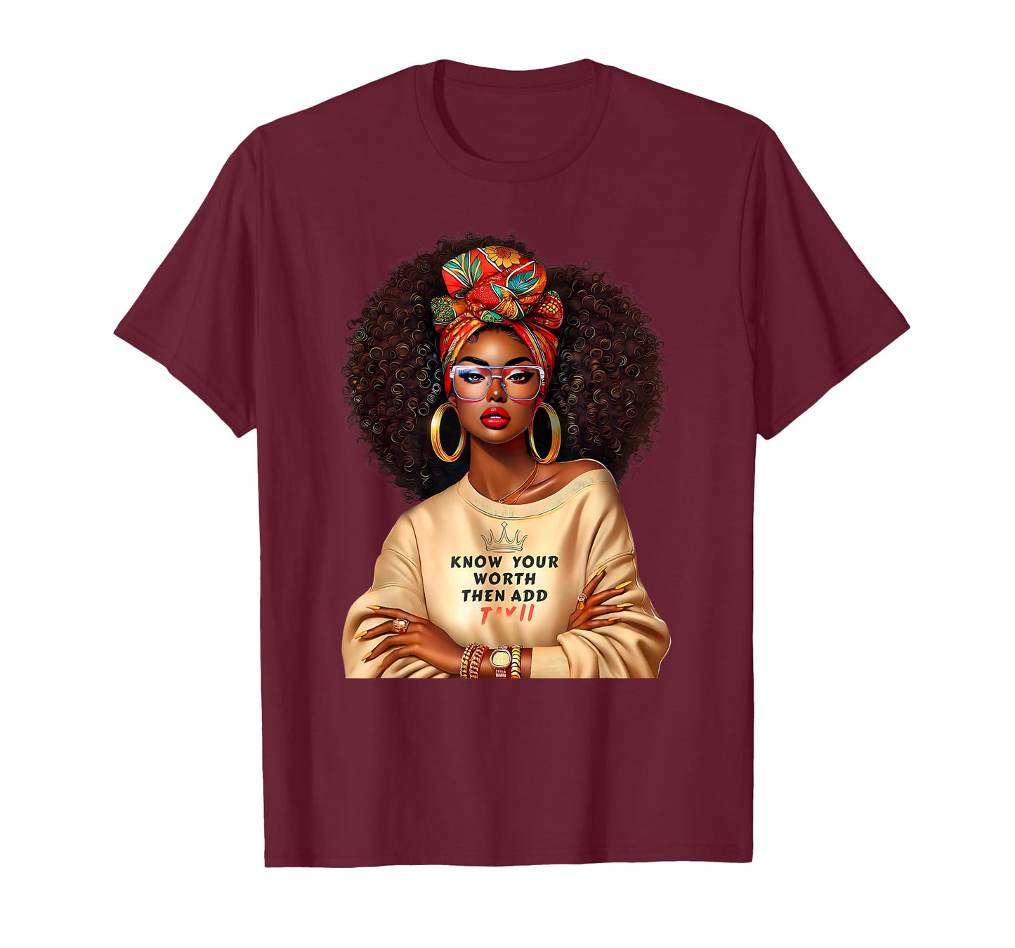 Afro Queen Black Woman African Melanin Black History Month T-Shirt