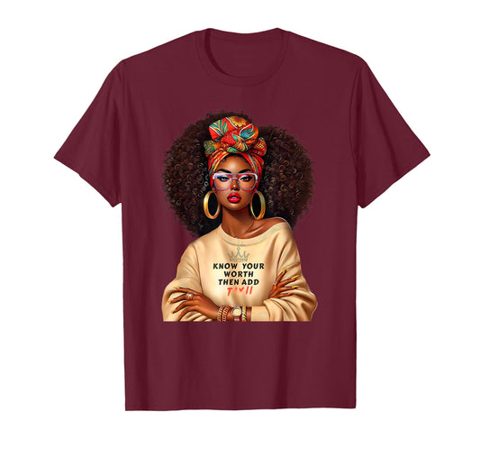 Afro Queen Black Woman African Melanin Black History Month T-Shirt