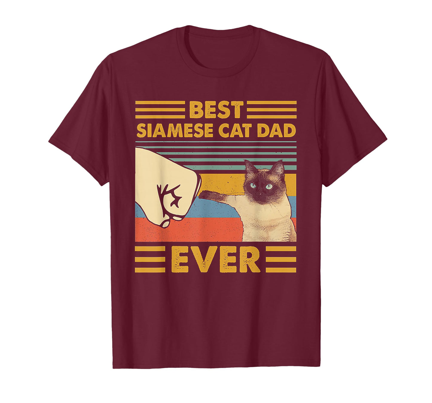 Best Siamese Cat Dad Ever Retro Vintage Sunset T-Shirt