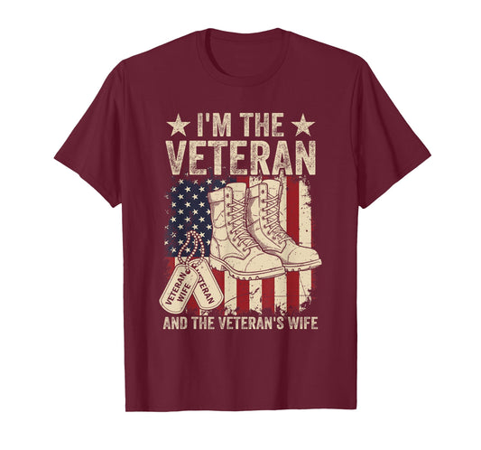 Veteran & Wife Proud American Veteran Wife Veterans Day T-Shirt