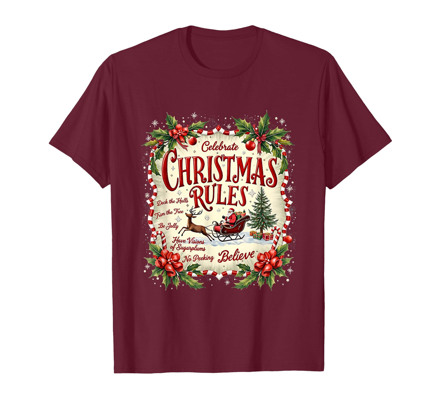 Bake Merry Christmas Drink Hot Cocoa Believe Watch Movies T-Shirt